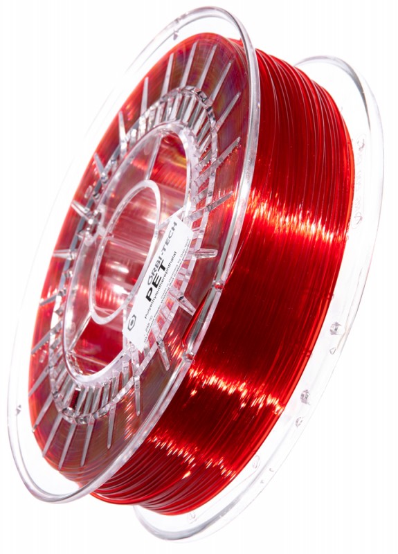 PET 3D Filament 1.75 mm, 750 g, Red-Transparent