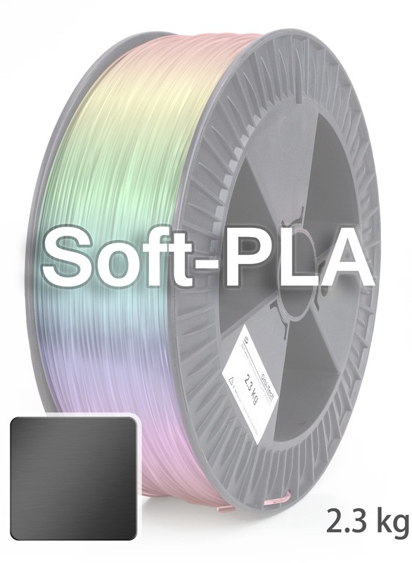Soft PLA 3D Filament 1.75 mm, 2.300 g, Schwarz