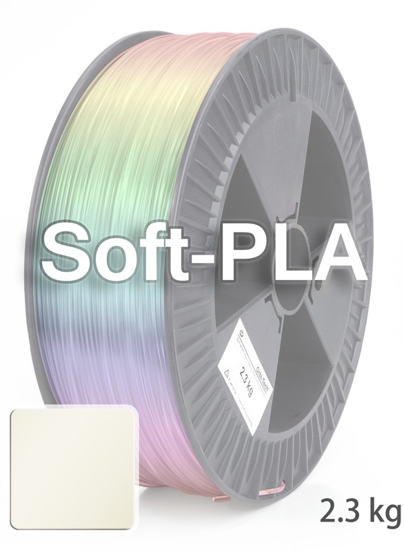 Soft PLA 3D Filament 1.75 mm, 2,300 g, Natural