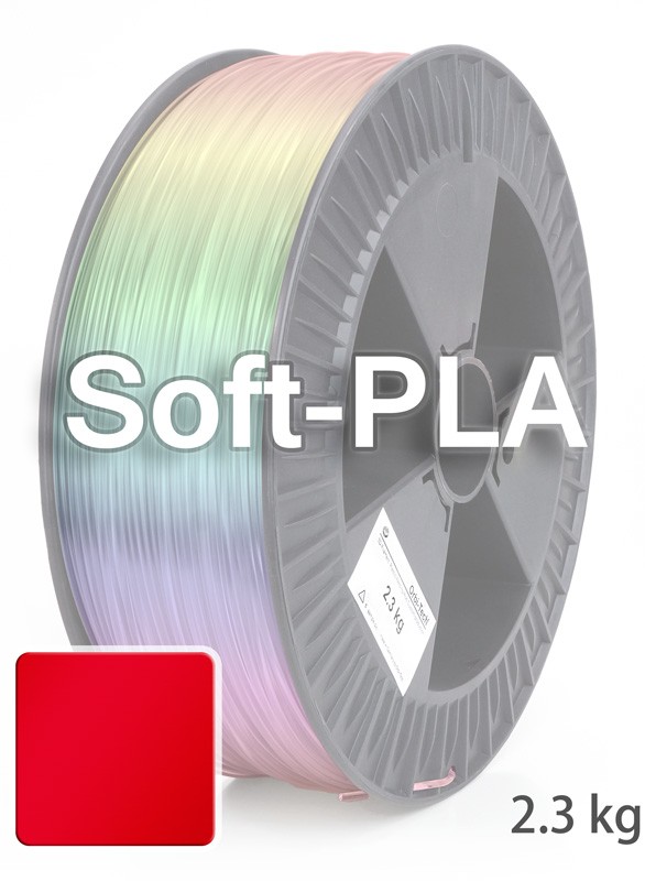 Soft PLA 3D Filament 1.75 mm, 2.300 g, Rot