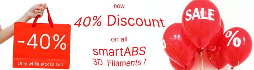 Get 40% discount on all smartABS 3D Filaments now!